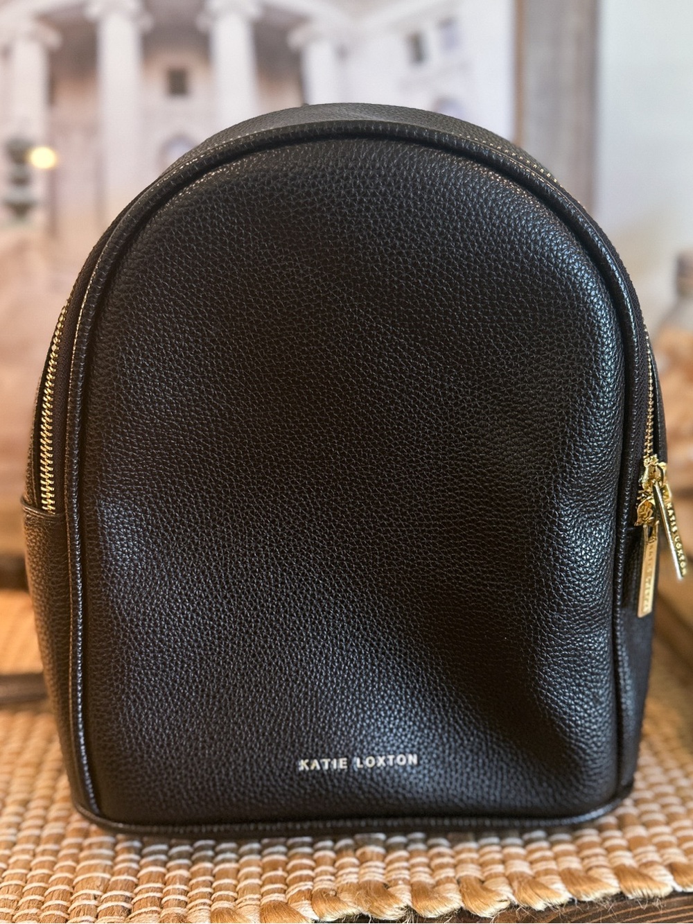 Katie Loxton Black Pebbled Leather Mini Backpack